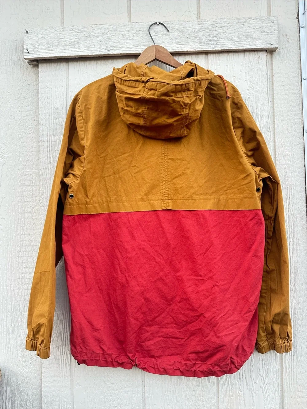 Dravus Colorblock Hooded Anorak Jacket 1/4 zip Mustard Yellow khaki Sweater